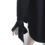 Rag & Bone Tie-Cuff Blouse Dylan Black Silk Size Small Cutout-Back Top