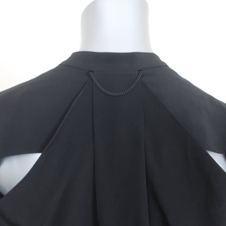 Rag &amp; Bone Tie-Cuff Blouse Dylan Black Silk Size Small Cutout-Back Top