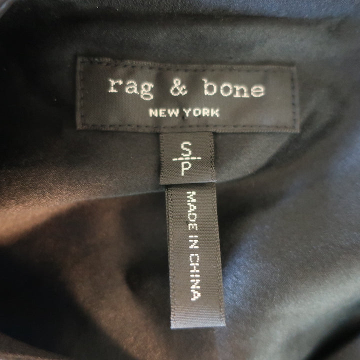 Rag &amp; Bone Tie-Cuff Blouse Dylan Black Silk Size Small Cutout-Back Top
