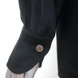 Derek Lam Tie-Neck Blouse Sonia Black Silk Size US 10 Long Sleeve Top NEW