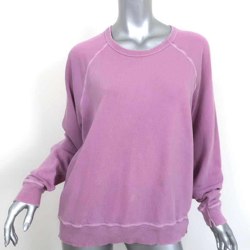 THE GREAT College Sweatshirt Lilac Distressed Cotton Size 1