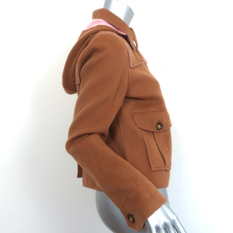Veronica Beard Cropped Jacket Warren Camel/Pink Wool-Cashmere Size 6 NEW
