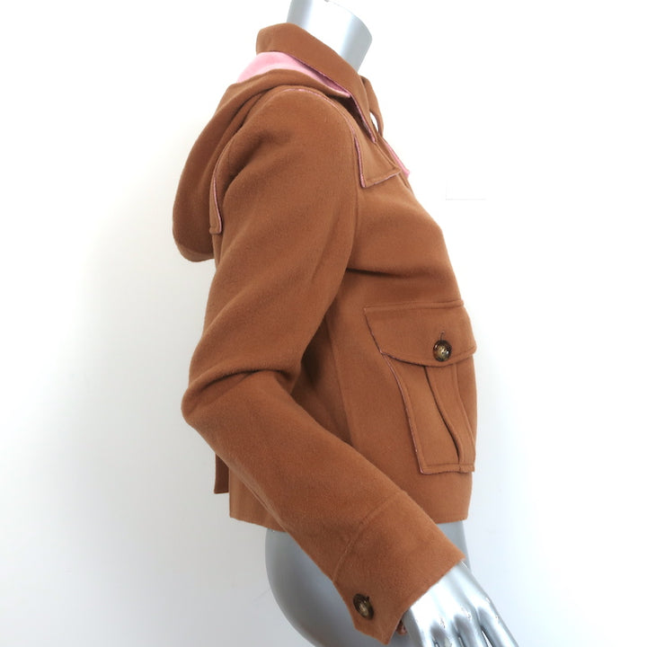Veronica Beard Cropped Jacket Warren Camel/Pink Wool-Cashmere Size 6 NEW