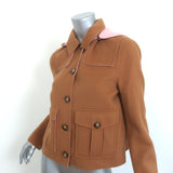 Veronica Beard Cropped Jacket Warren Camel/Pink Wool-Cashmere Size 6 NEW