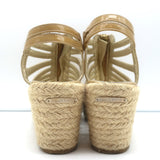 Jimmy Choo Palermo Zip Espadrille Wedge Sandals Nude Patent Leather Size 39