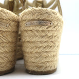 Jimmy Choo Palermo Zip Espadrille Wedge Sandals Nude Patent Leather Size 39