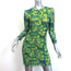 GANNI Ruched Mesh Mini Dress Yellow/Green Sulphur Spring Print Size 32