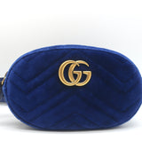 Gucci GG Marmont Belt Bag Navy Matelasse Velvet Size 85
