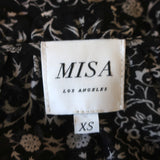 MISA Midi Dress Anis Grommet-Trim Black/White Printed Georgette Size Extra Small