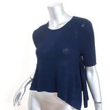 Opening Ceremony Asymmetric Crop Top Navy Linear Ribbed Knit Size Extra Small