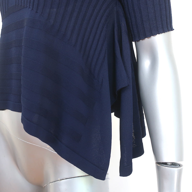 Opening Ceremony Asymmetric Crop Top Navy Linear Ribbed Knit Size Extra Small