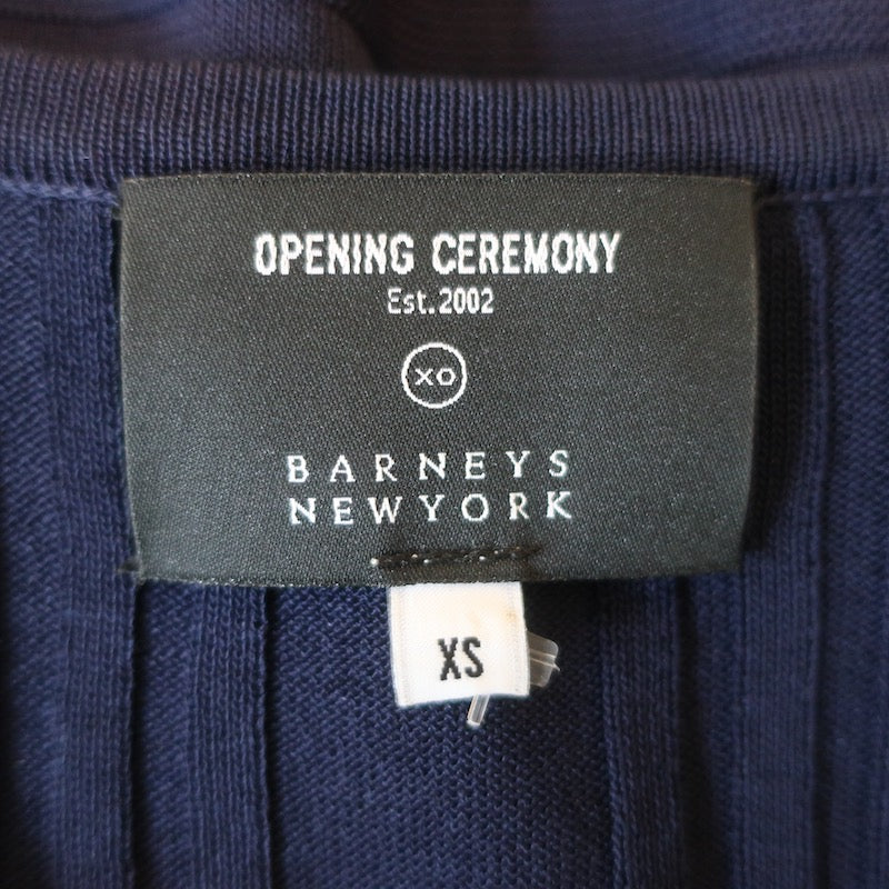 Opening Ceremony Asymmetric Crop Top Navy Linear Ribbed Knit Size Extra Small