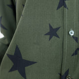 Rails Kate Shirt Green Silk with Black Stars Size Small Long Sleeve Blouse