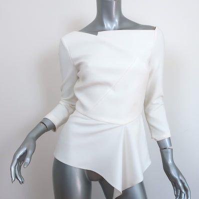 Roland Mouret Asymmetric Peplum Top Almeley Cream Crepe Size US 4