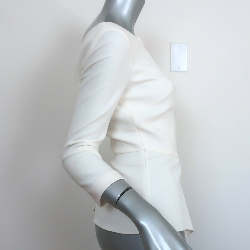 Roland Mouret Asymmetric Peplum Top Almeley Cream Crepe Size US 4