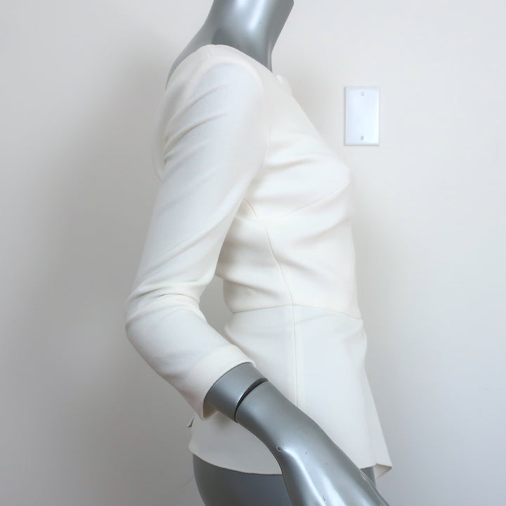 Roland Mouret Asymmetric Peplum Top Almeley Cream Crepe Size US 4
