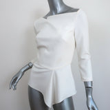 Roland Mouret Asymmetric Peplum Top Almeley Cream Crepe Size US 4