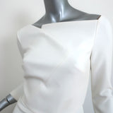 Roland Mouret Asymmetric Peplum Top Almeley Cream Crepe Size US 4