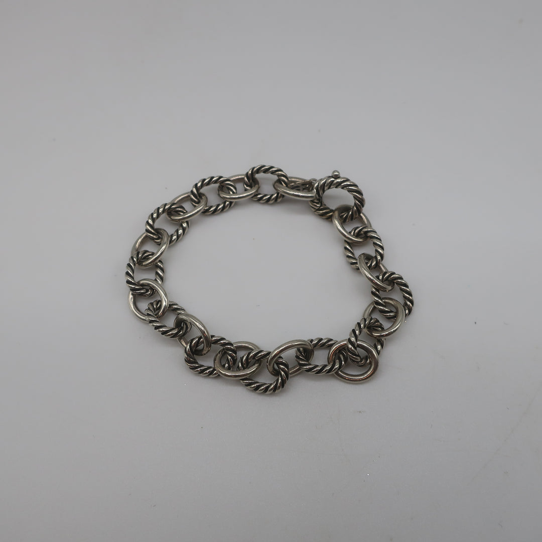 David Yurman Oval Link Chain Bracelet Sterling Silver 10mm 7" Long