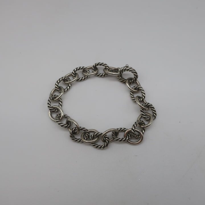 David Yurman Oval Link Chain Bracelet Sterling Silver 10mm 7" Long