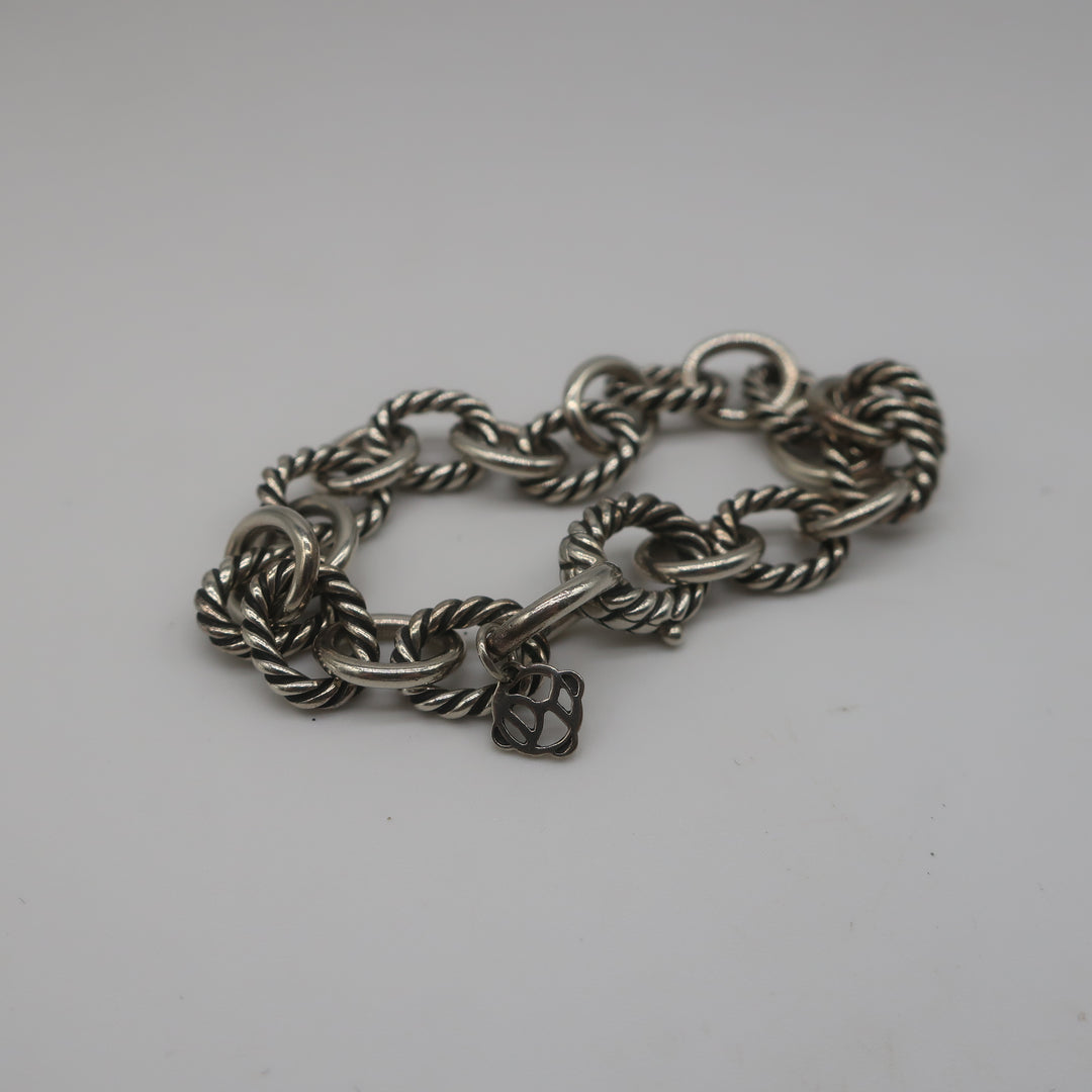 David Yurman Oval Link Chain Bracelet Sterling Silver 10mm 7" Long