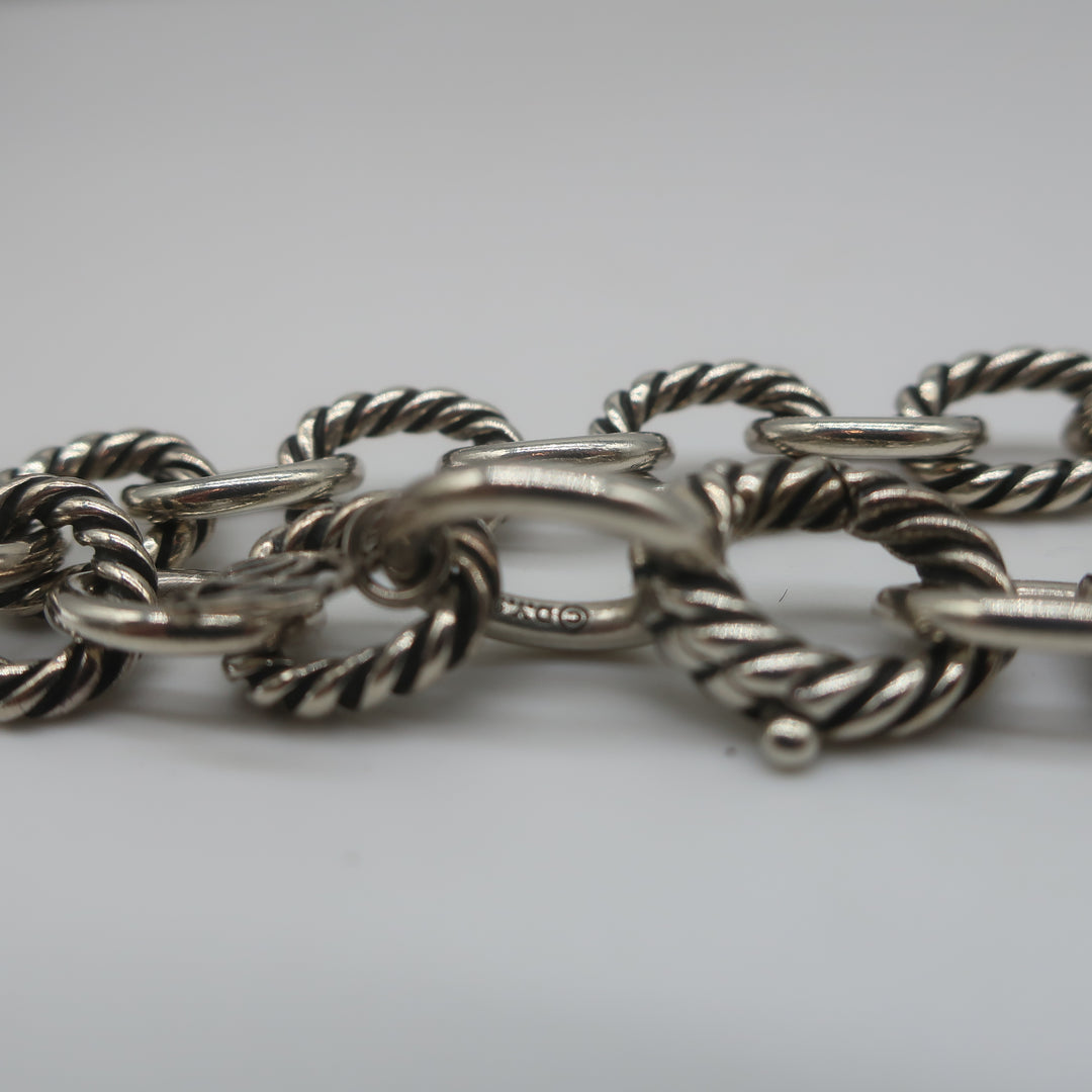 David Yurman Oval Link Chain Bracelet Sterling Silver 10mm 7" Long