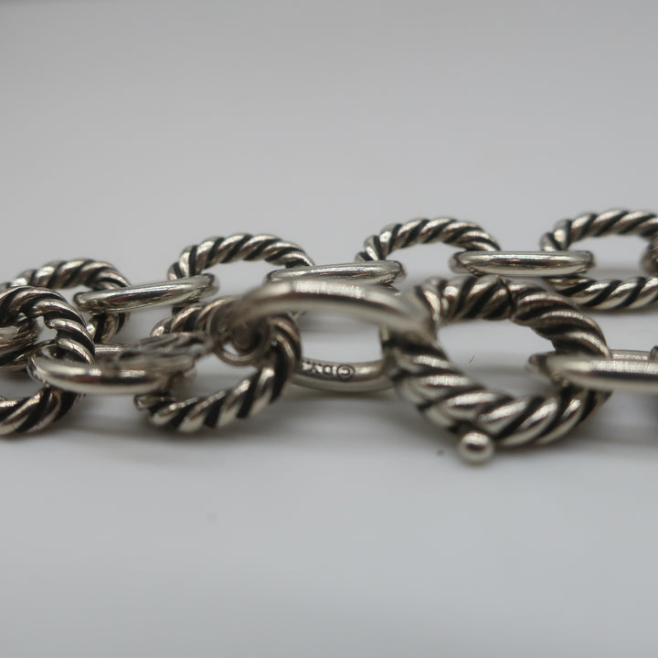 David Yurman Oval Link Chain Bracelet Sterling Silver 10mm 7" Long