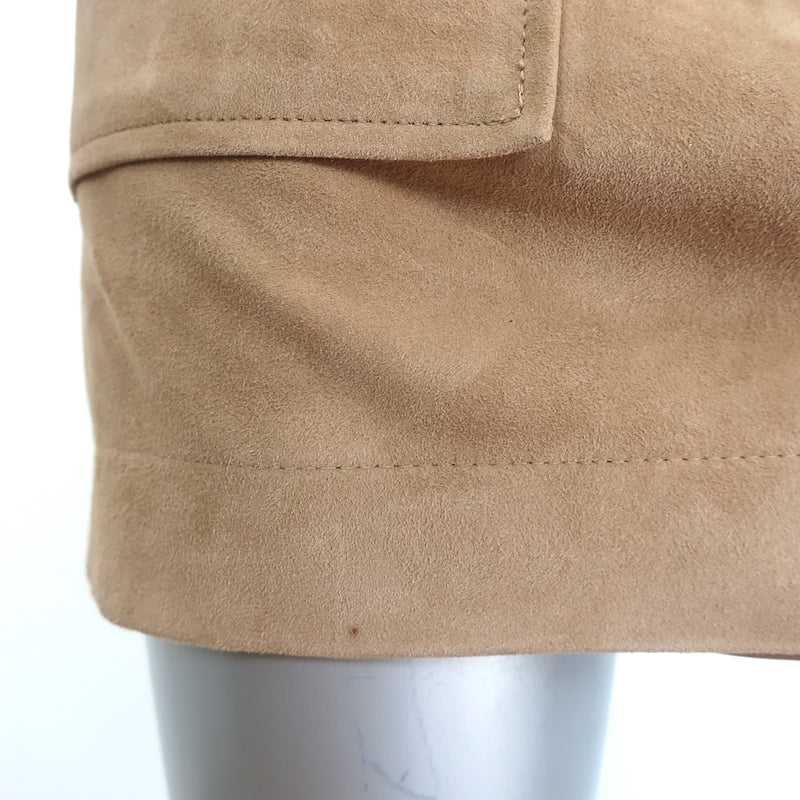 Intermix Magda Suede Zip-Front Mini Skirt Camel Size 0 NEW