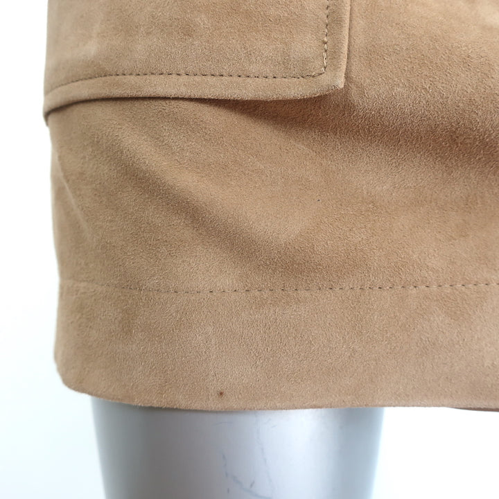 Intermix Magda Suede Zip-Front Mini Skirt Camel Size 0 NEW