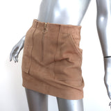 Intermix Magda Suede Zip-Front Mini Skirt Camel Size 0 NEW