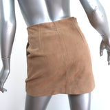 Intermix Magda Suede Zip-Front Mini Skirt Camel Size 0 NEW