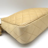 Vintage Chanel Quilted Tassel Camera Bag Beige Leather Chain Strap Shoulder Bag