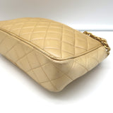 Vintage Chanel Quilted Tassel Camera Bag Beige Leather Chain Strap Shoulder Bag