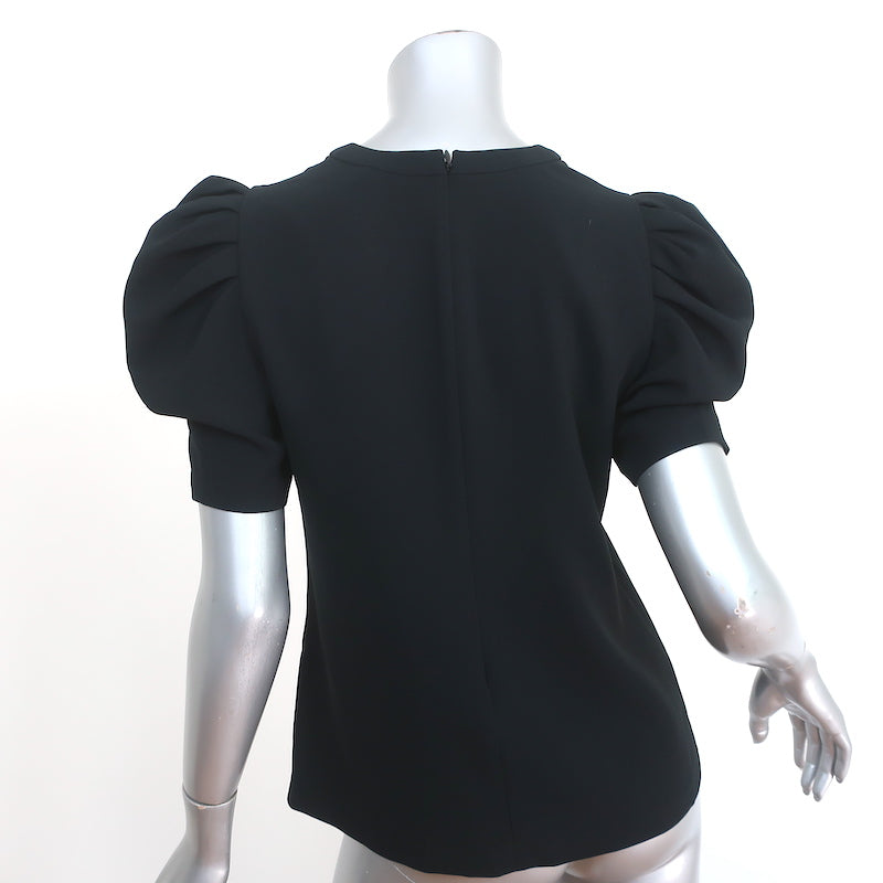 A.L.C. Puff Sleeve Top West Black Crepe Size 4 Short Sleeve Blouse