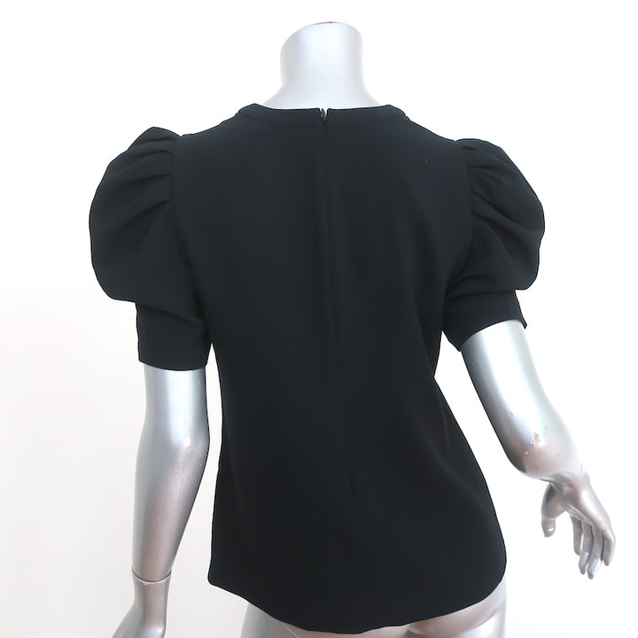 A.L.C. Puff Sleeve Top West Black Crepe Size 4 Short Sleeve Blouse