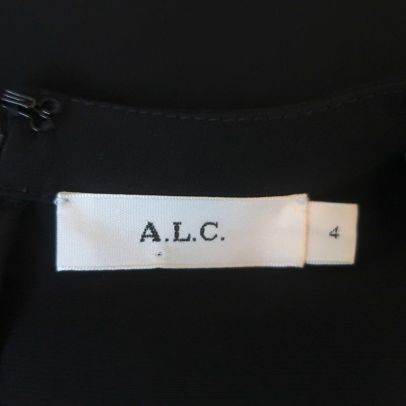 A.L.C. Puff Sleeve Top West Black Crepe Size 4 Short Sleeve Blouse