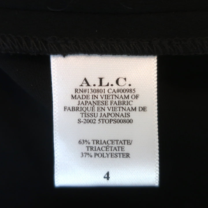 A.L.C. Puff Sleeve Top West Black Crepe Size 4 Short Sleeve Blouse