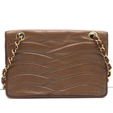 Vintage Chanel 2.55 CC Shoulder Bag Brown Rope-Trim Wavy Stitch Leather