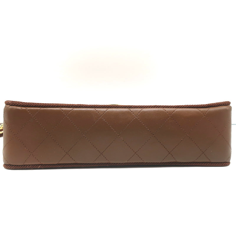 Vintage Chanel 2.55 CC Shoulder Bag Brown Rope-Trim Wavy Stitch Leather