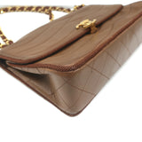 Vintage Chanel 2.55 CC Shoulder Bag Brown Rope-Trim Wavy Stitch Leather