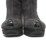Yves Saint Laurent Tribute Platform Boots Gray Suede & Black Patent Size 38.5