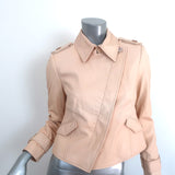 Carlisle Cropped Leather Jacket Shell Pink Size 2