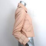 Carlisle Cropped Leather Jacket Shell Pink Size 2