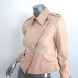 Carlisle Cropped Leather Jacket Shell Pink Size 2