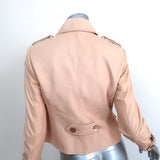 Carlisle Cropped Leather Jacket Shell Pink Size 2