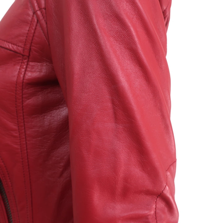 Joie Moto Jacket Koali Red Quilted Leather Size Small Biker Jacket