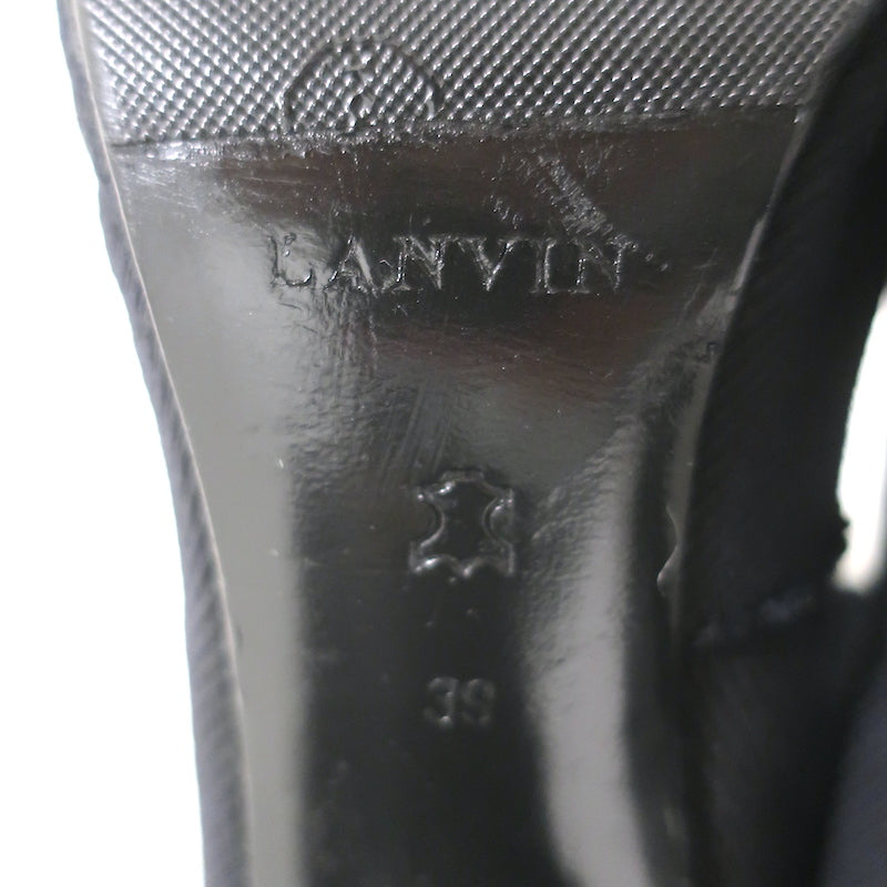 Lanvin Cap Toe Buttoned Knee High Boots Black Corduroy &amp; Leather Size 39
