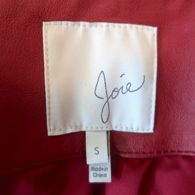 Joie Moto Jacket Koali Red Quilted Leather Size Small Biker Jacket