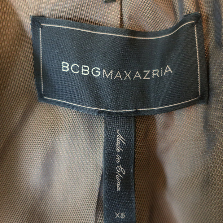 BCBGMAXAZRIA Trench Coat Blake Leopard Faux Fur &amp; Leather Size Extra Small NEW