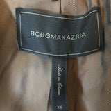 BCBGMAXAZRIA Trench Coat Blake Leopard Faux Fur & Leather Size Extra Small NEW